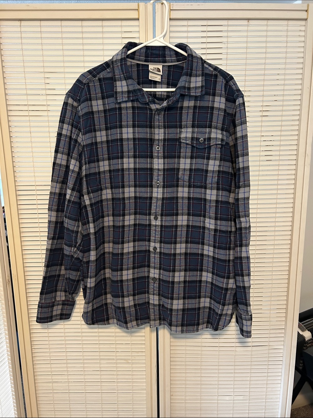 The North Face Navy and Gray Plaid Button-Down Shirt
